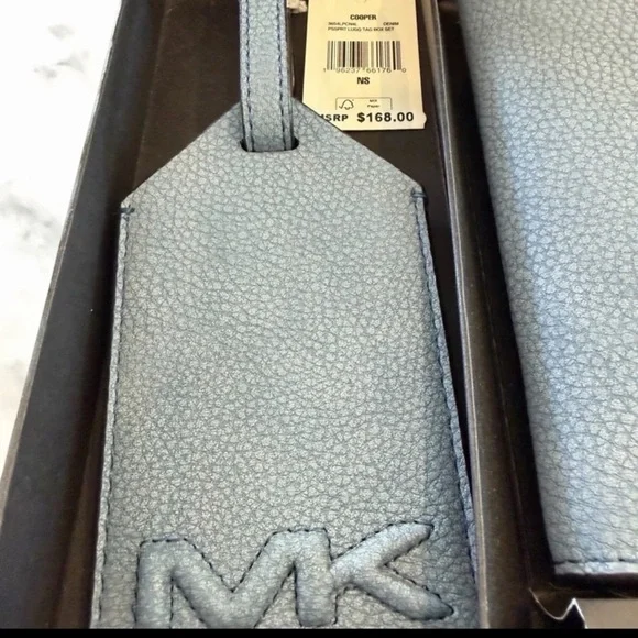 Michael Kors Cooper Denim Passport Holder & Luggage Tag Set — NWT